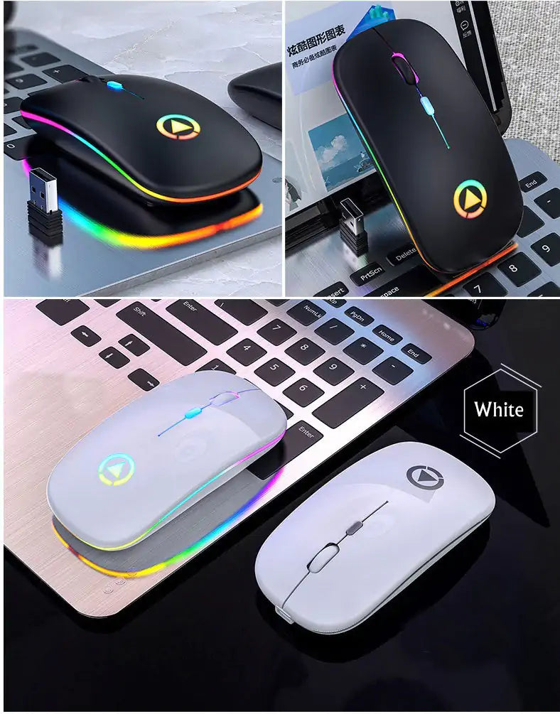 Tetikus Boleh Dicas Semula USB Tanpa Wayar RGB 2.4GHz