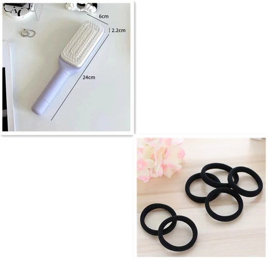 Berus Rambut Pembersihan Sendiri 4 Dalam 1 Sikat Urutan Anti-Statik Pembersihan Sendiri Baharu Berus Rambut Pembersihan Sendiri Berputar Boleh Diskala Mengangkat