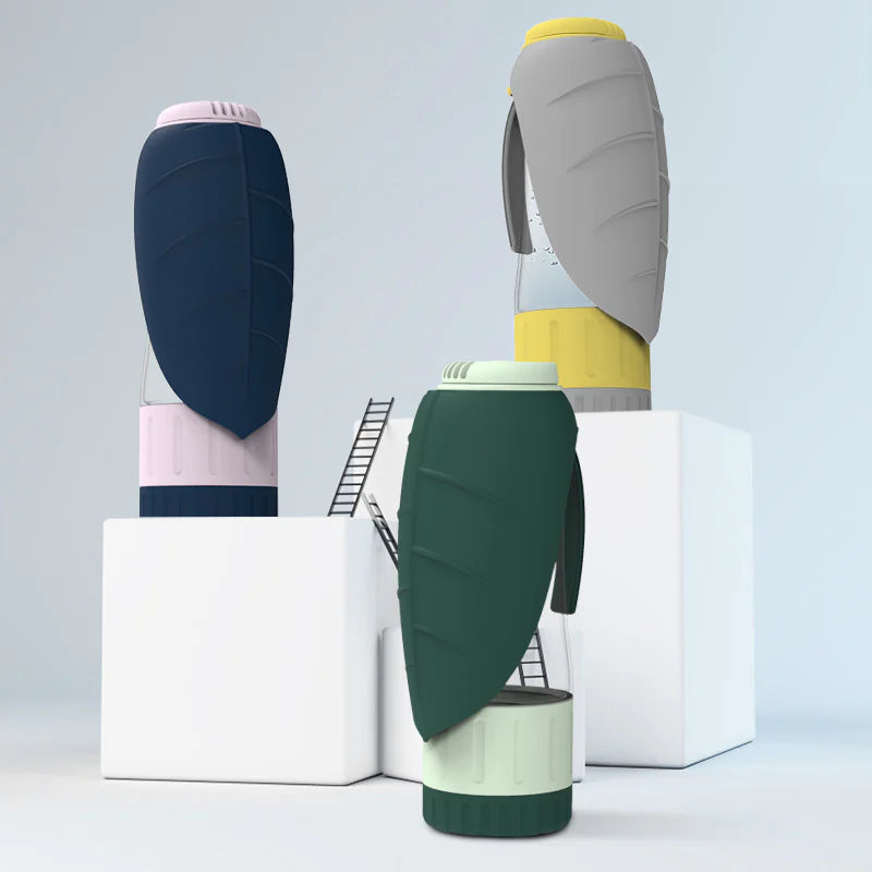 Botol Air &amp; Mangkuk Makanan Anjing Mudah Alih 2-dalam-1 – Dispenser Perjalanan Boleh Lipat, Kalis Bocor untuk Haiwan Peliharaan