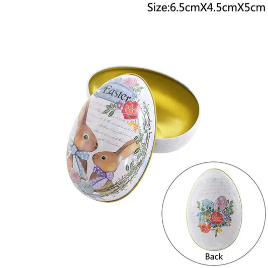 Kotak Gula-gula Telur Paskah Logam Bercetak Arnab Comel