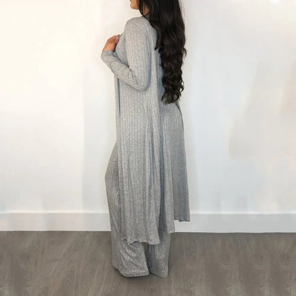 Set Lengan Panjang Berjalur Musim Luruh Musim Sejuk yang Bergaya