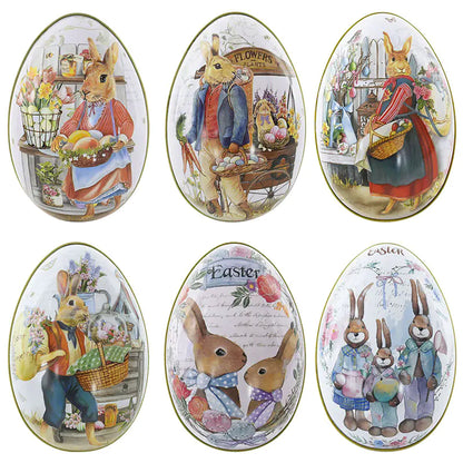 Kotak Gula-gula Telur Paskah Logam Bercetak Arnab Comel